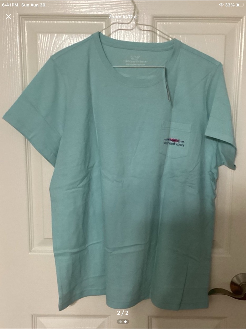 Vineyard Vines Aqua Haze Dockside Lobster Shack Short Sleeve Tee Women’s XL - Picture 2 of 2